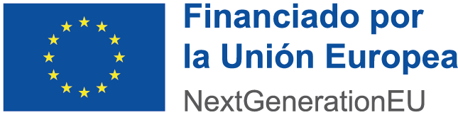 Logo de la Unión Europea con el texto "Financiado por la Unión Europea" y "NextGenerationEU", representando el apoyo financiero europeo para proyectos de desarrollo.